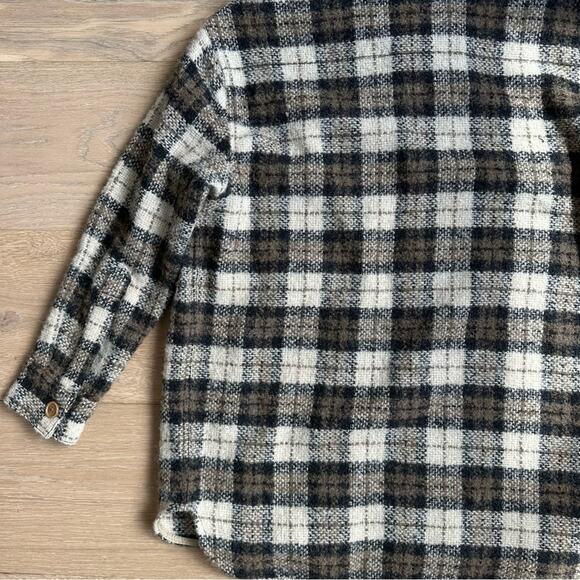 Banana Republic Oversized Italian Bouclé Shirt Jacket Camel Plaid XS - Picture 8 of 8